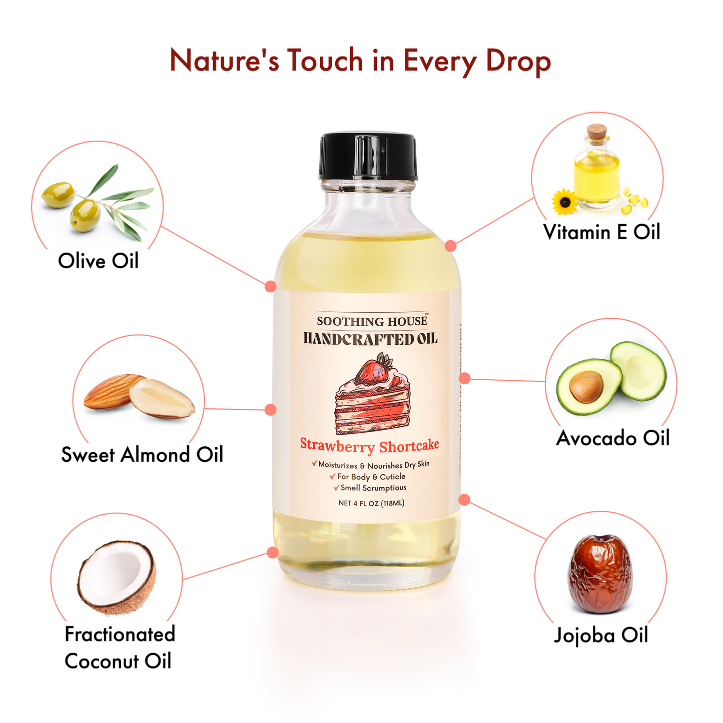 Strawberry Vanilla Ice Cream Bundle: Vanilla Ice Cream Cone & Strawberry Shortcake Body Oil 4 fl oz Each, Handcrafted Body Oil, Sweet, Creamy, Irresistible!