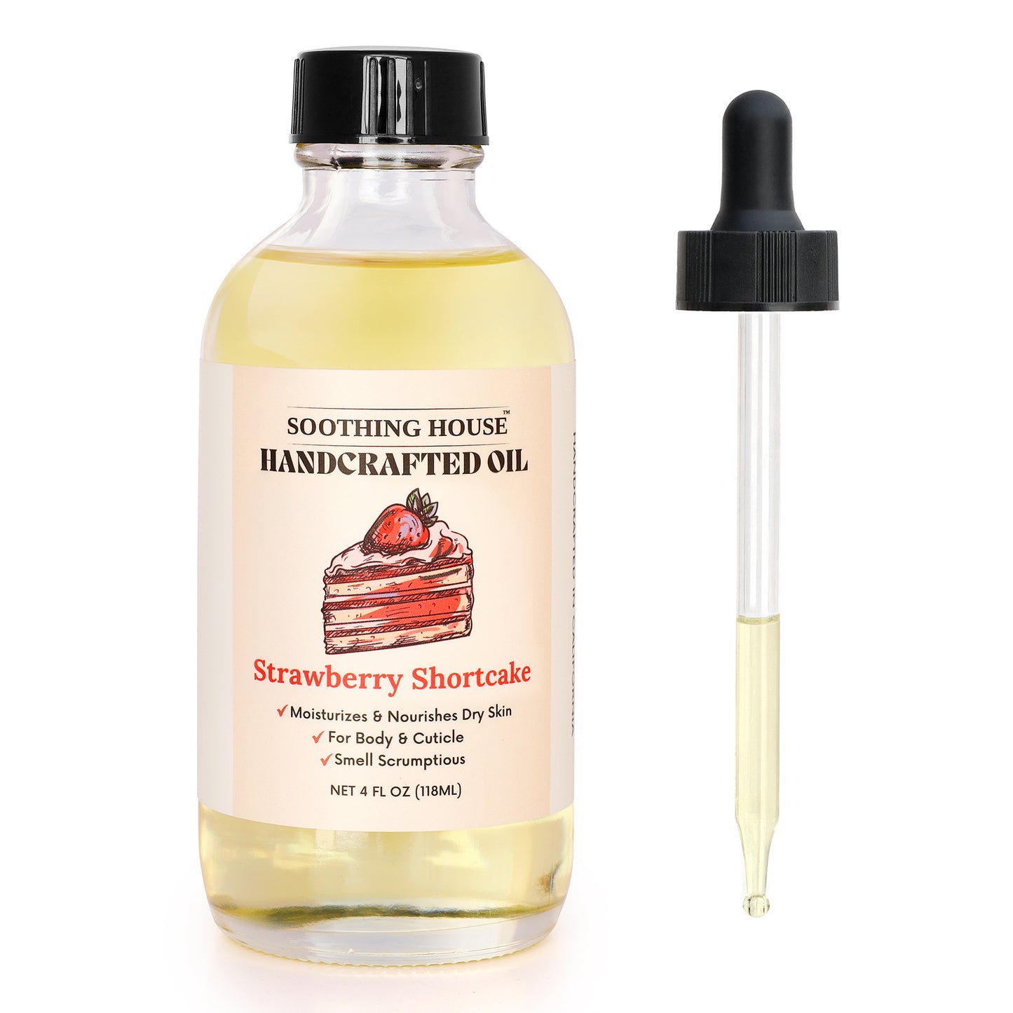 Strawberry Vanilla Ice Cream Bundle: Vanilla Ice Cream Cone & Strawberry Shortcake Body Oil 4 fl oz Each, Handcrafted Body Oil, Sweet, Creamy, Irresistible!