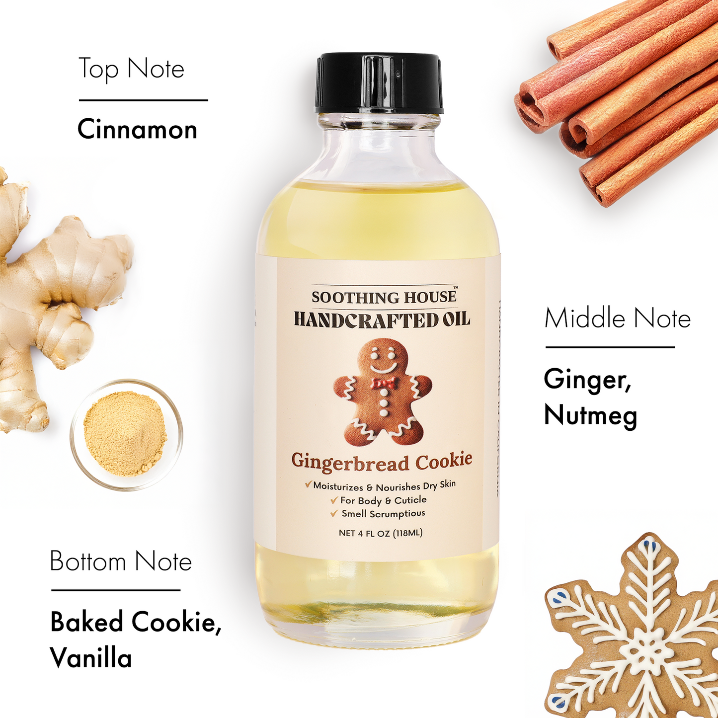Handcrafted Gingerbread Cookie Body Oil (4 Fl Oz)