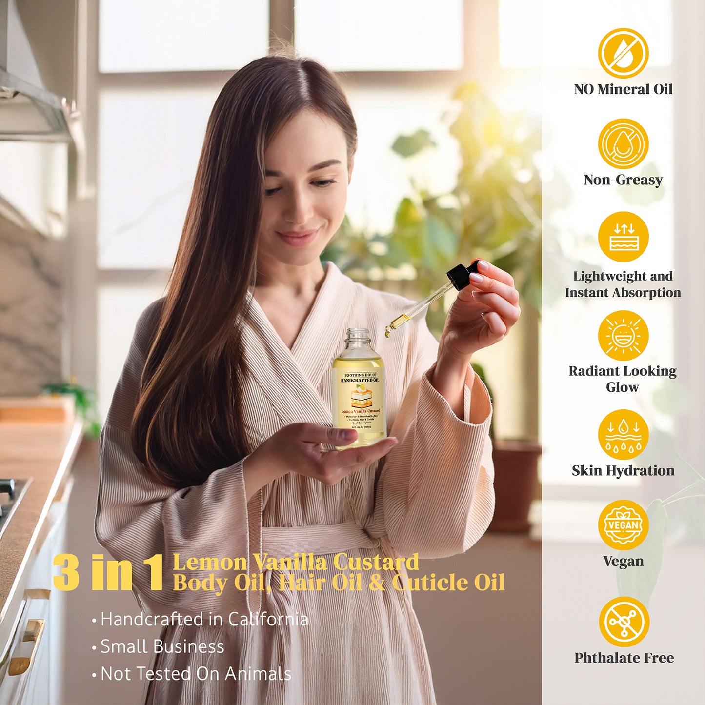 Handcrafted Lemon Vanilla Custard Body Oil (4 Fl Oz)