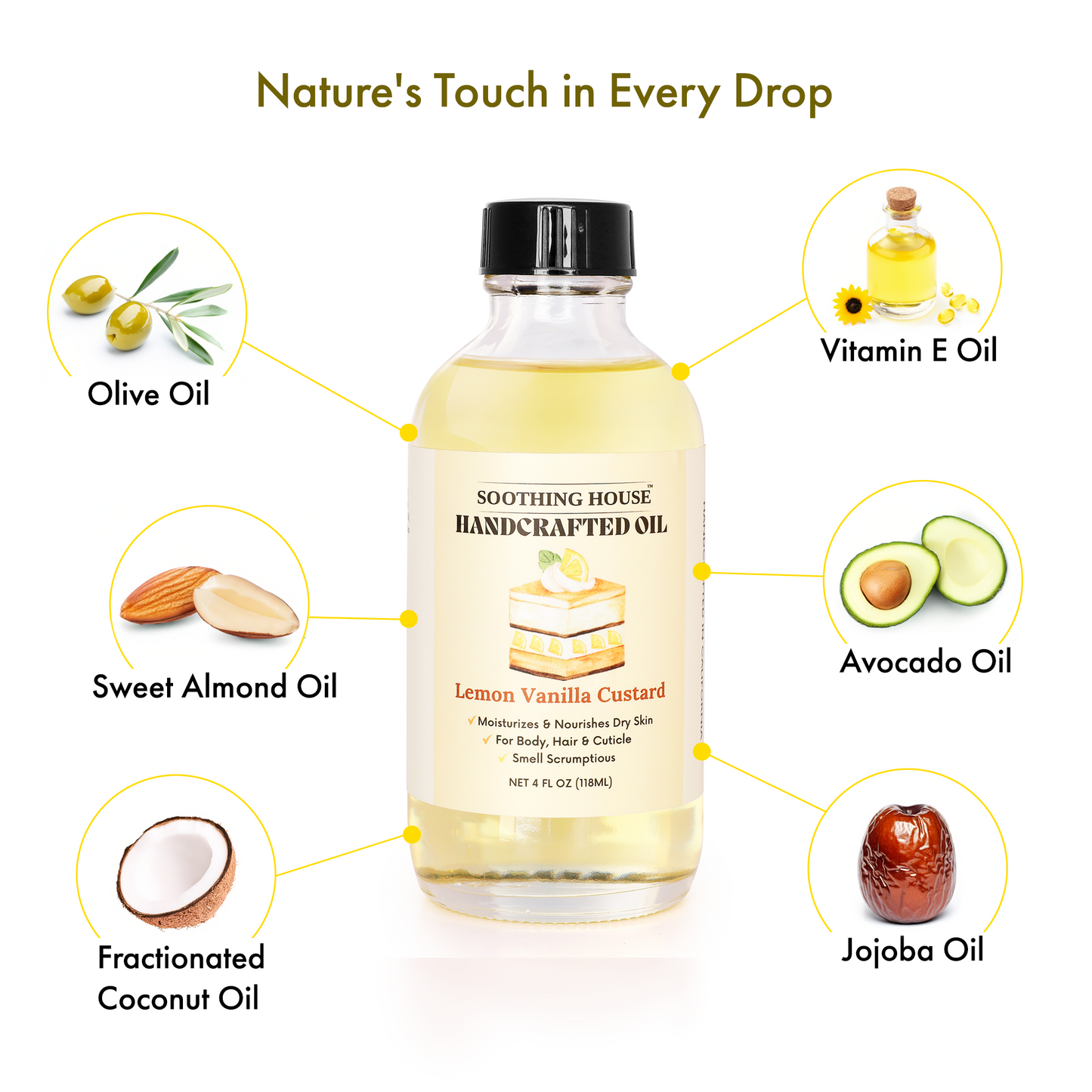 Handcrafted Lemon Vanilla Custard Body Oil (4 Fl Oz)