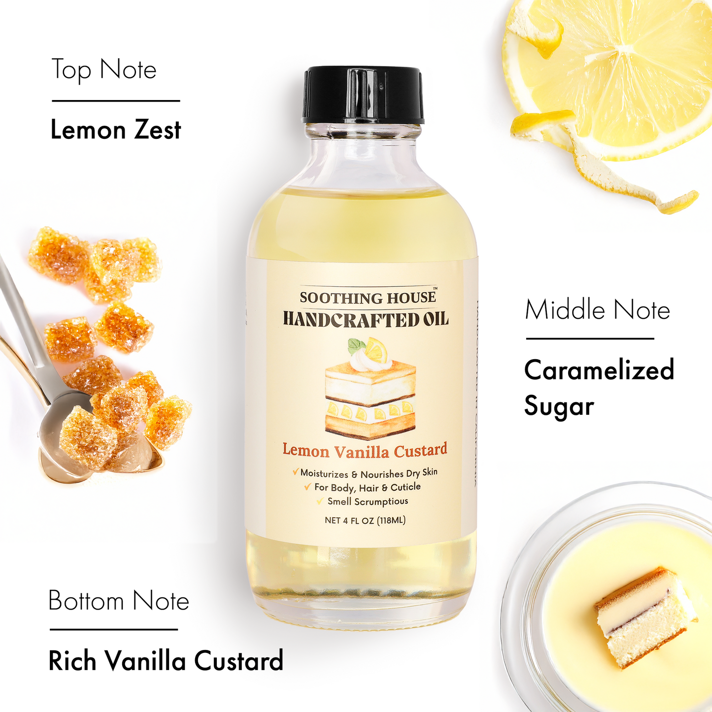 Handcrafted Lemon Vanilla Custard Body Oil (4 Fl Oz)