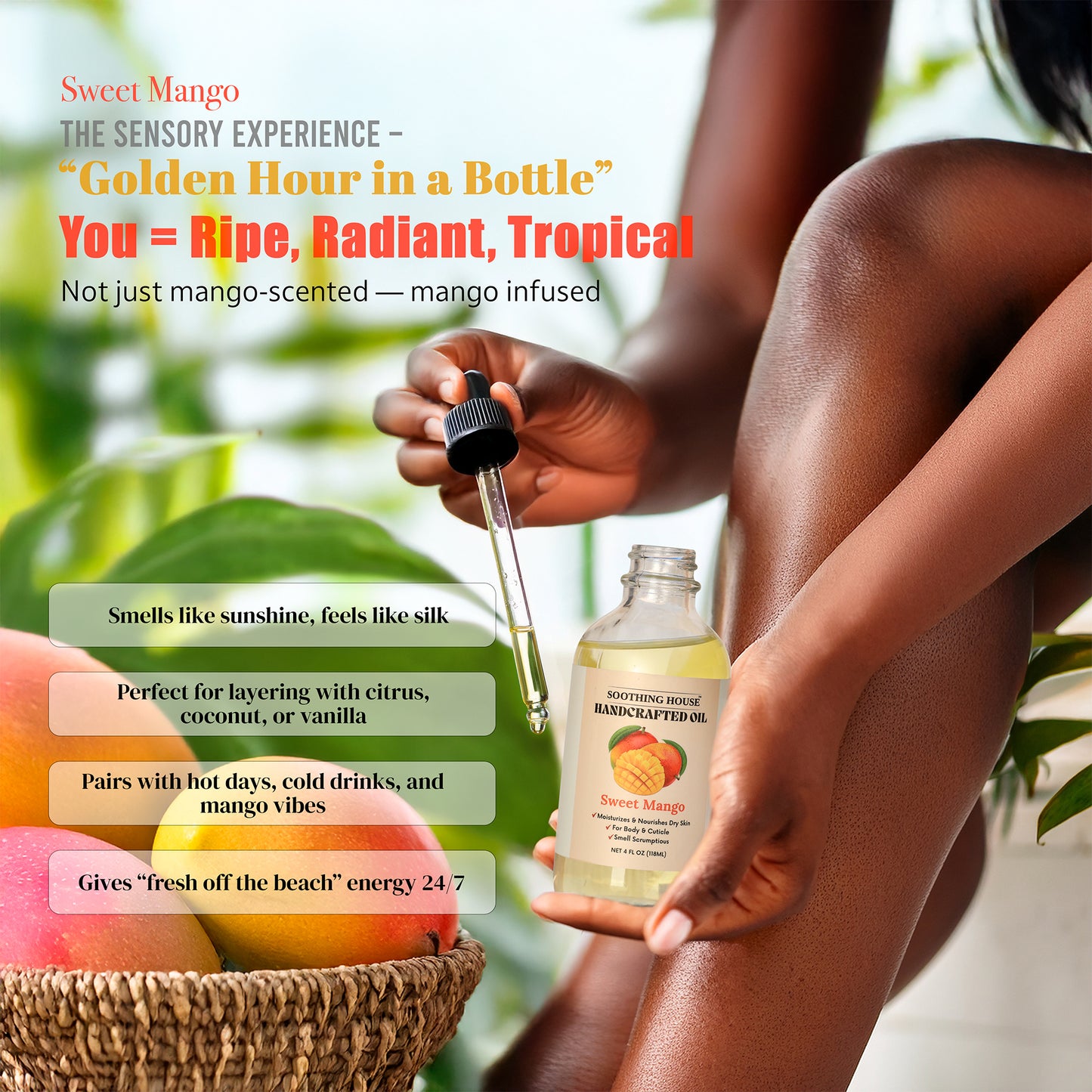 Handcrafted Sweet Mango Body Oil (4 Fl Oz)