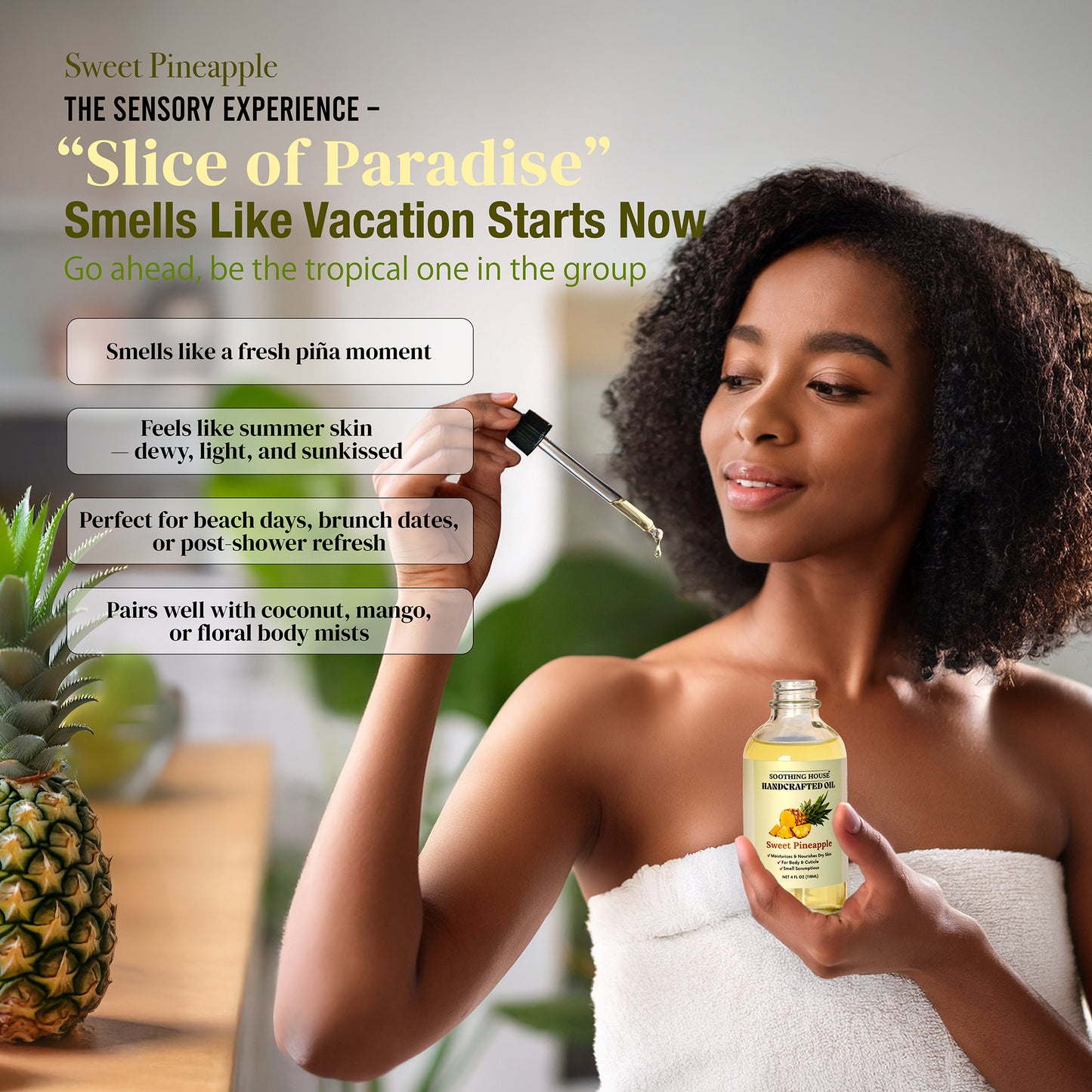 Handcrafted Sweet Pineapple Body Oil (4 Fl Oz)