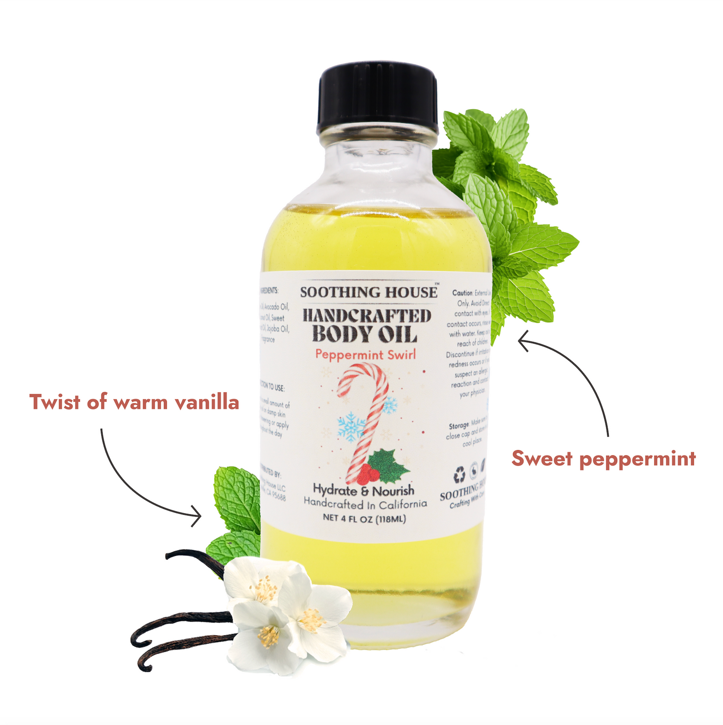 Handcrafted Peppermint Swirl Body Oil (4 Fl Oz)