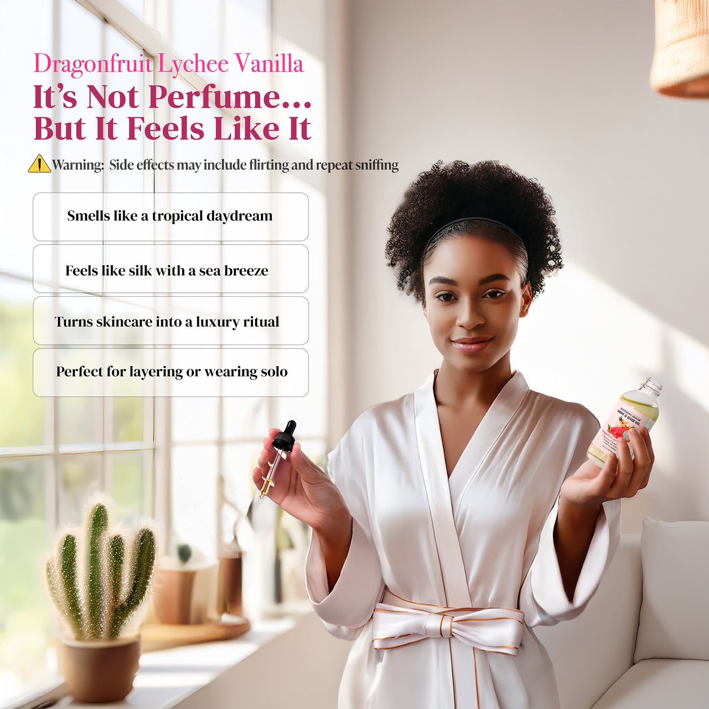 Dragonfruit Lychee Vanilla Body & Hair Oil – Brazilian-Inspired Hydrating Oil for Glowing Skin & Silky Hair, 4 fl oz