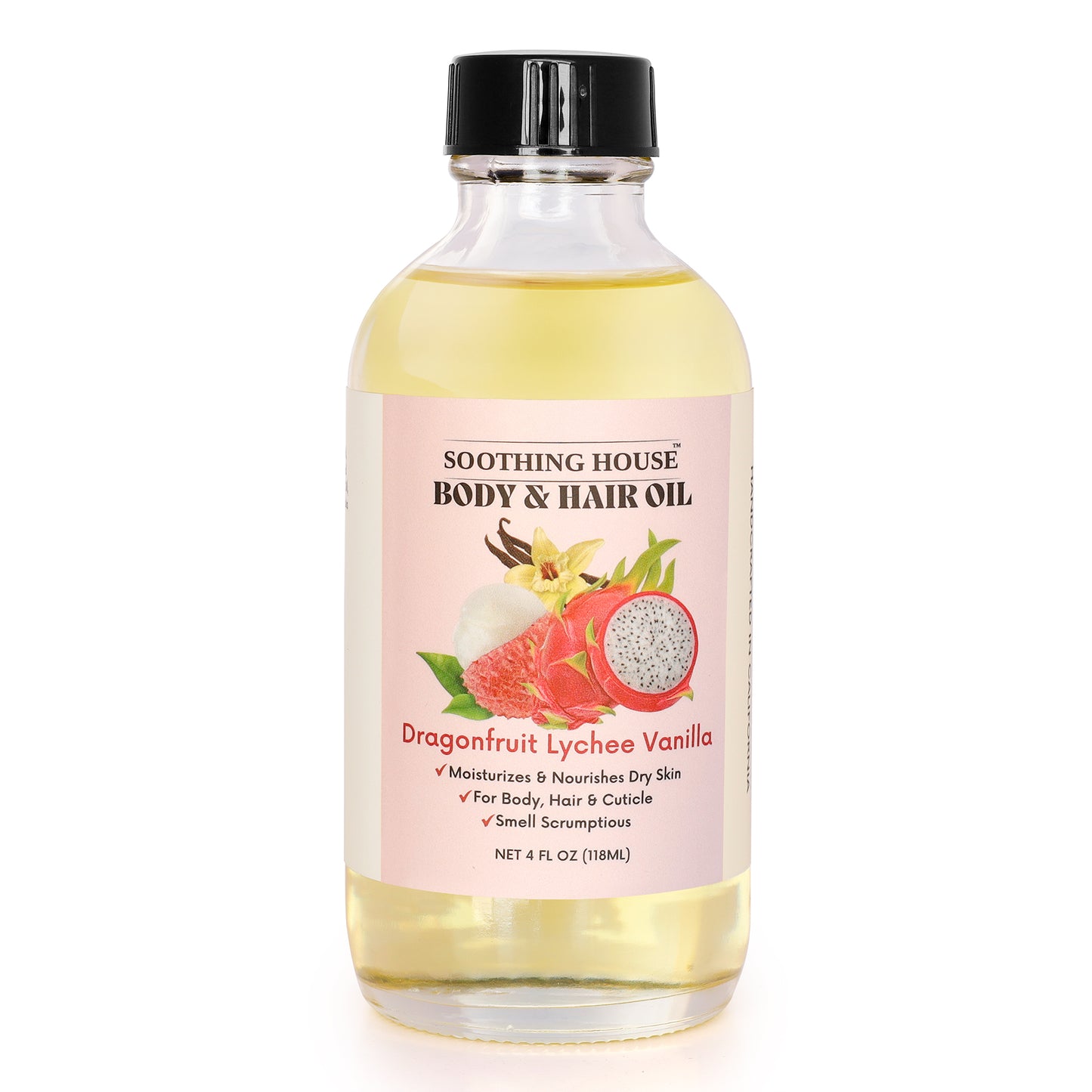 Dragonfruit Lychee Vanilla Body & Hair Oil – Brazilian-Inspired Hydrating Oil for Glowing Skin & Silky Hair, 4 fl oz