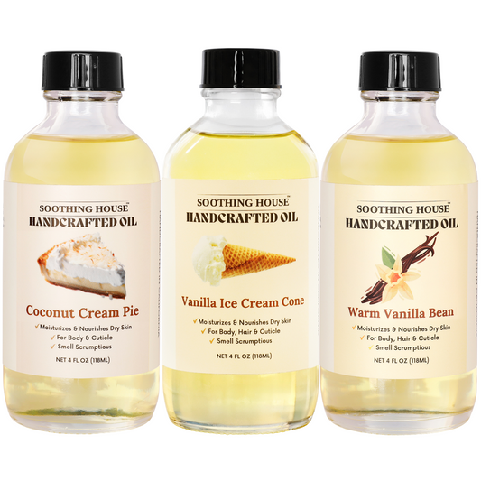 Viral Favorites Trio Body Oil: Coconut Cream Pie, Vanilla Ice Cream Cone & Warm Vanilla Bean - Dessert-Inspired Body Oils