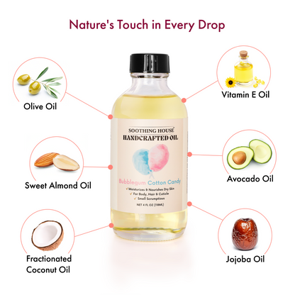 Handcrafted Bubblegum Cotton Candy Body Oil (4 Fl Oz)