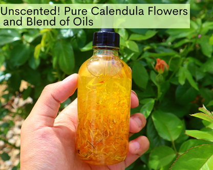Handcrafted Pure Calendula Multi-Use Oil for Body, Hair & Cuticle - Unscented - Dropper Included