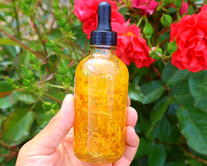 Handcrafted Pure Calendula Multi-Use Oil for Body, Hair & Cuticle - Unscented - Dropper Included
