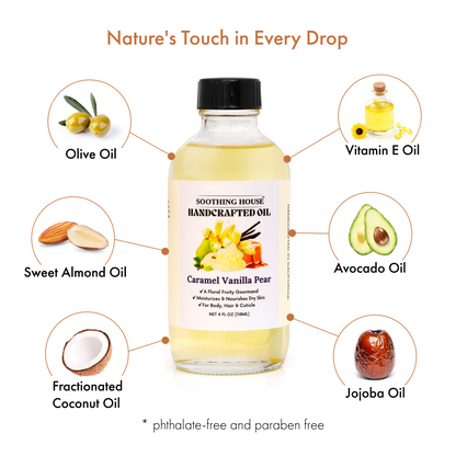 Handcrafted Caramel Vanilla Pear Body Oil (4 Fl Oz)