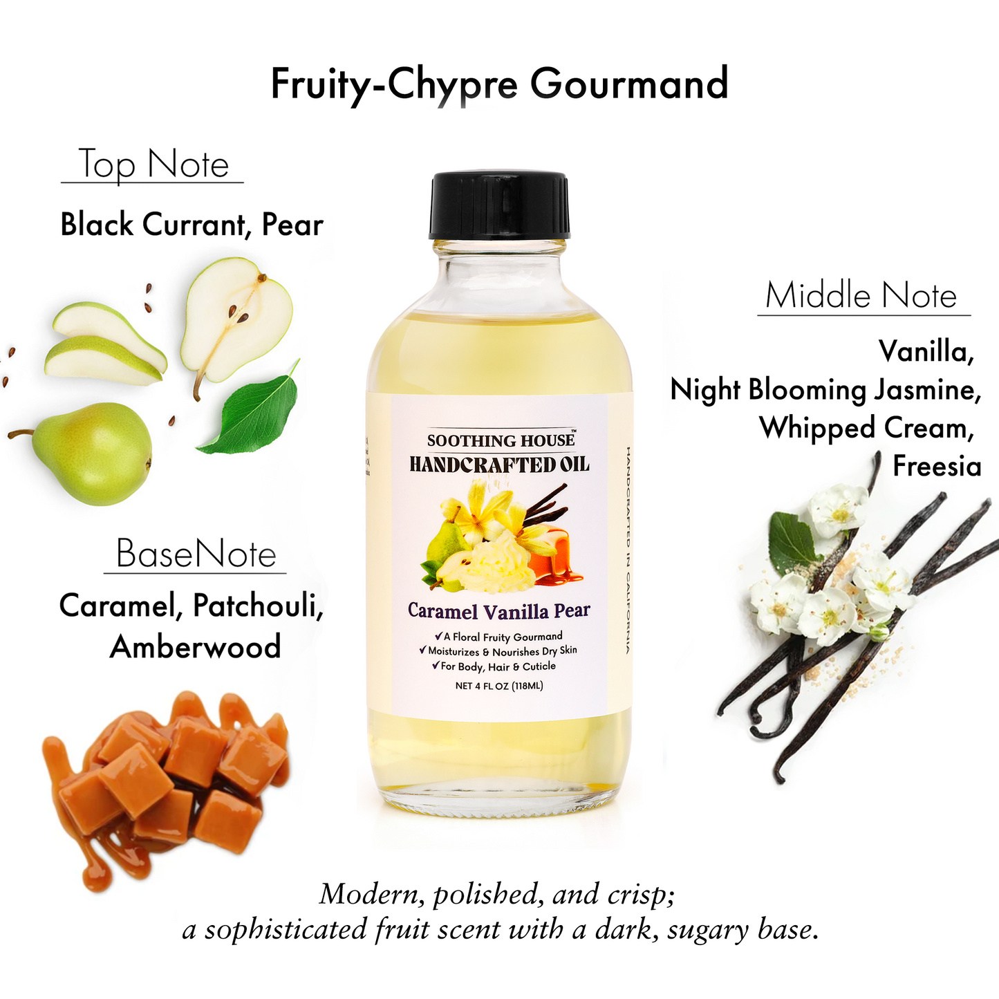 Handcrafted Caramel Vanilla Pear Body Oil (4 Fl Oz)