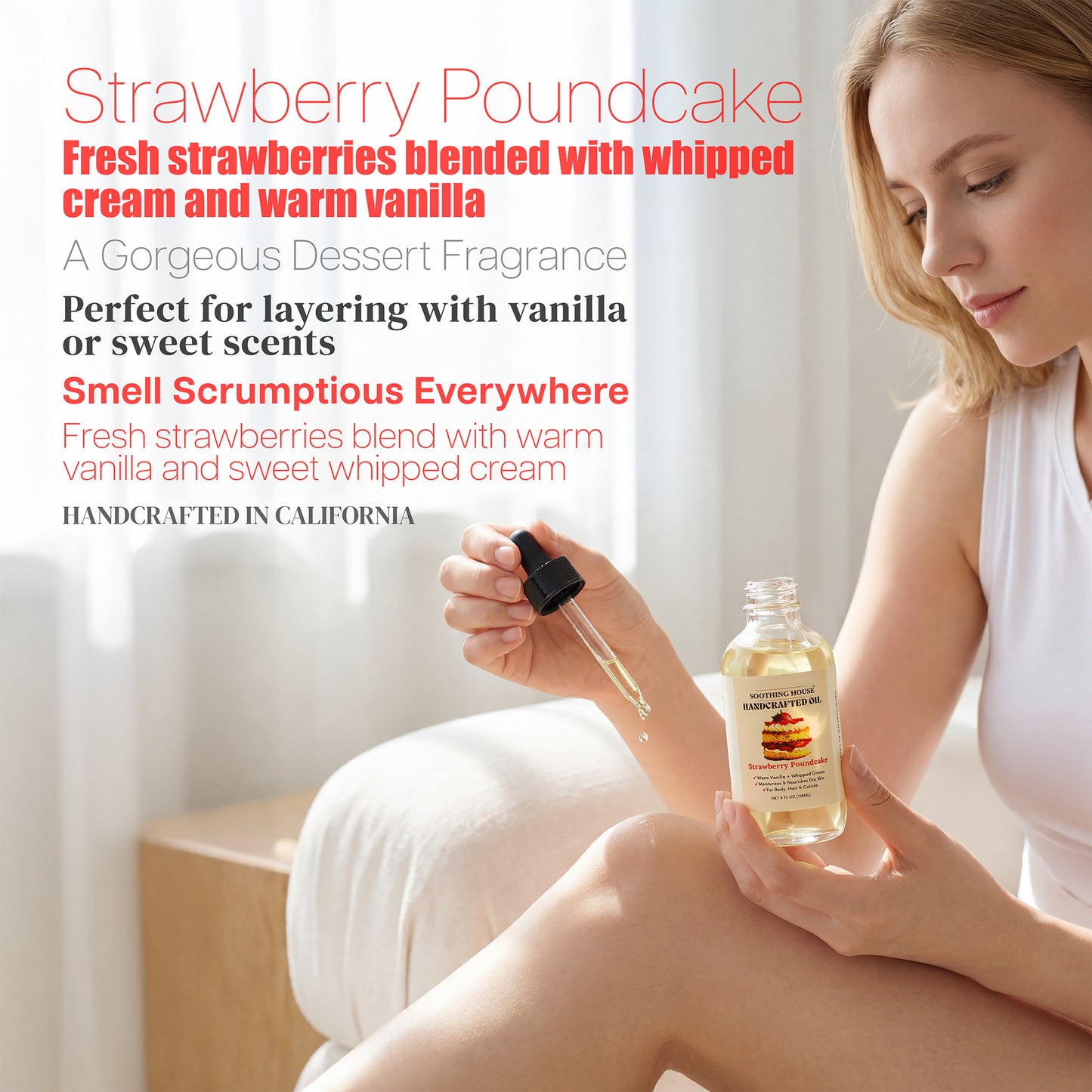 Handcrafted Strawberry Poundcake Body Oil (4 Fl Oz)