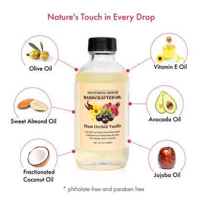 Handcrafted Plum Orchid Vanilla Body Oil (4 Fl Oz)