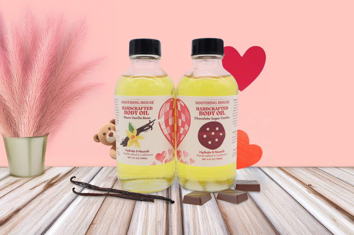 Valentines Day Bundle: Warm Vanilla Bean & Chocolate Sugar Cookie Body Oil