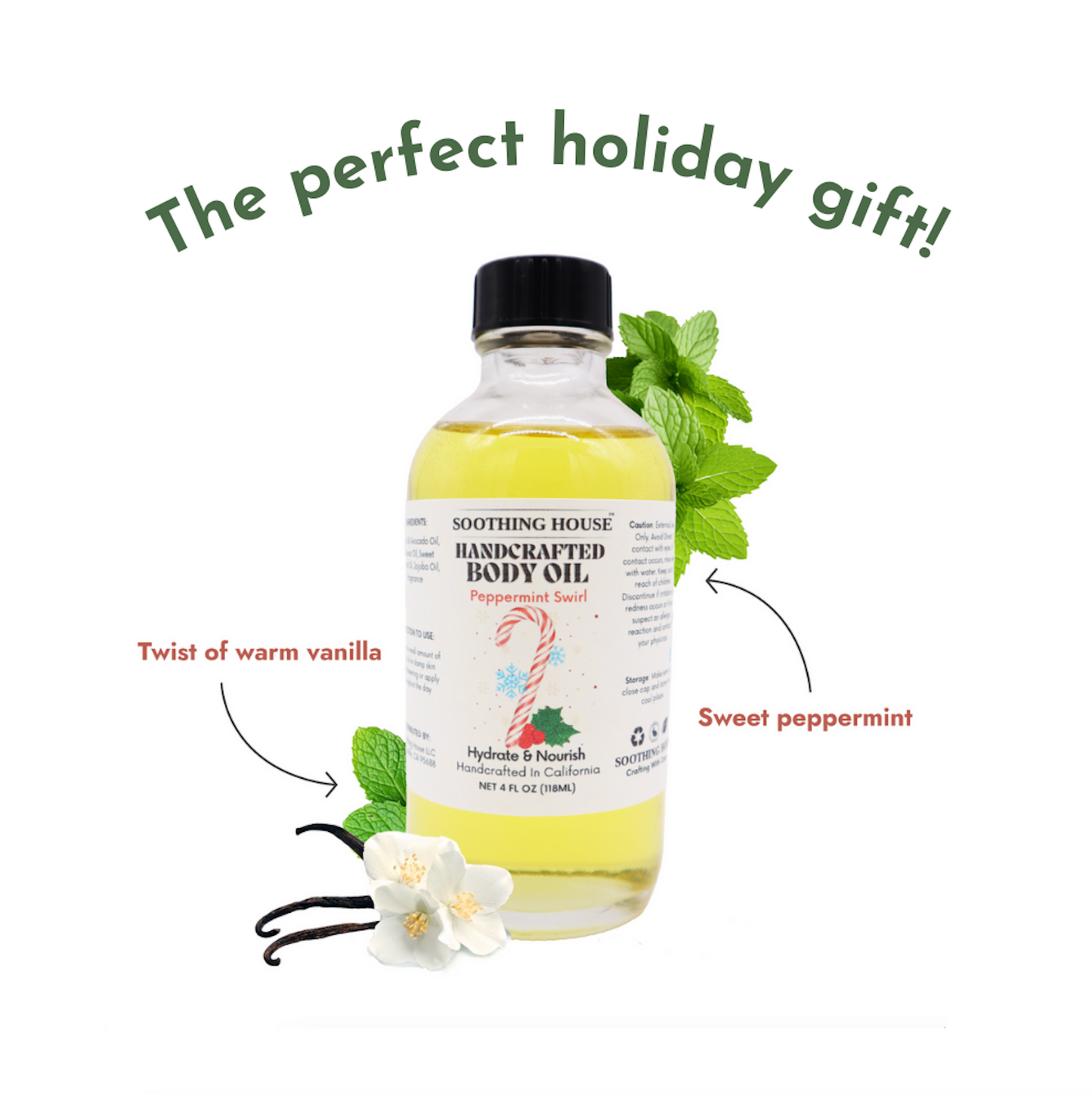 Handcrafted Peppermint Swirl Body Oil