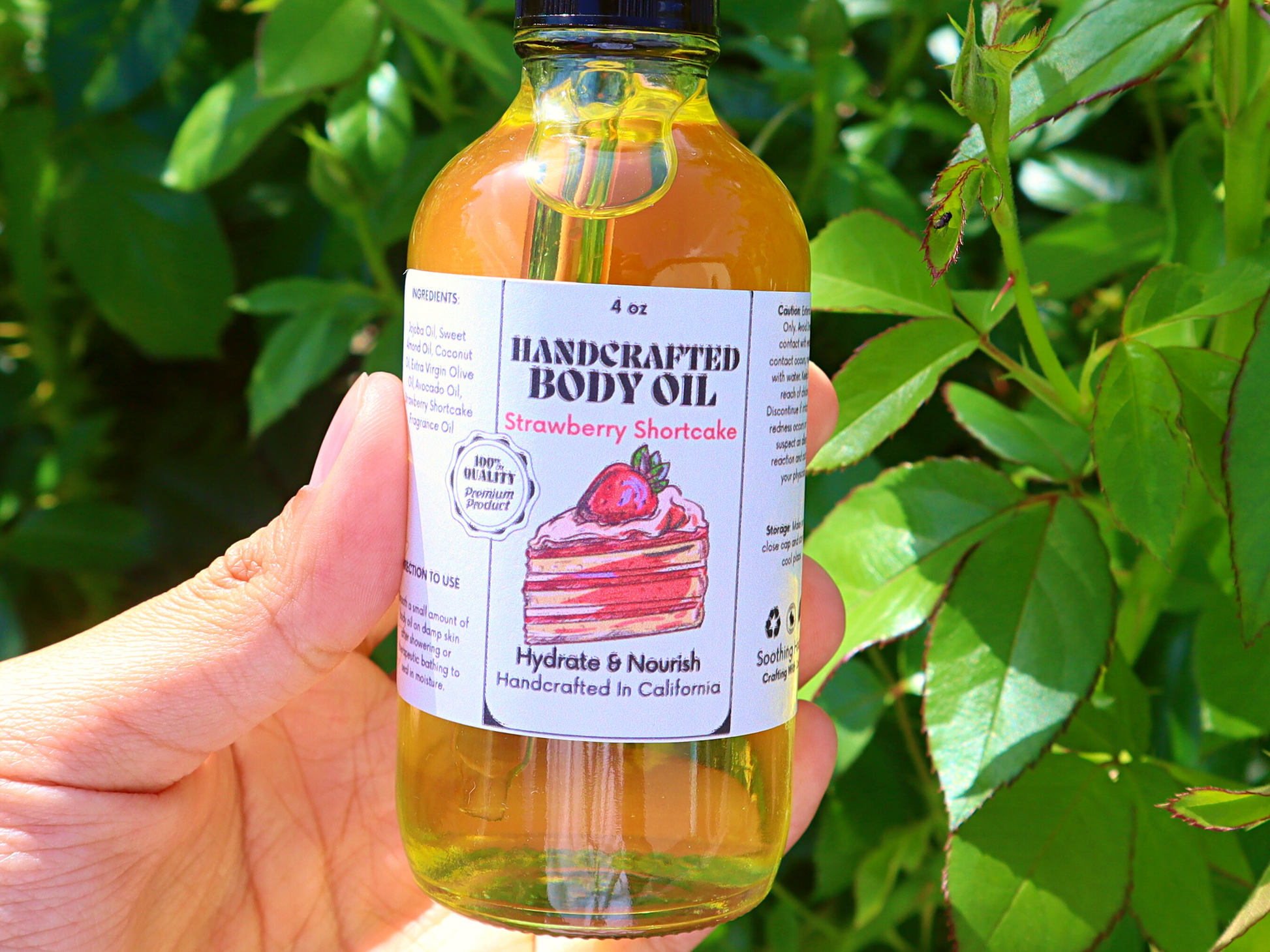  Strawberry Shortcake Handmade Nourishing Body Oil   Moisturizing Skincare After Shower Body Oil : Handmade Products