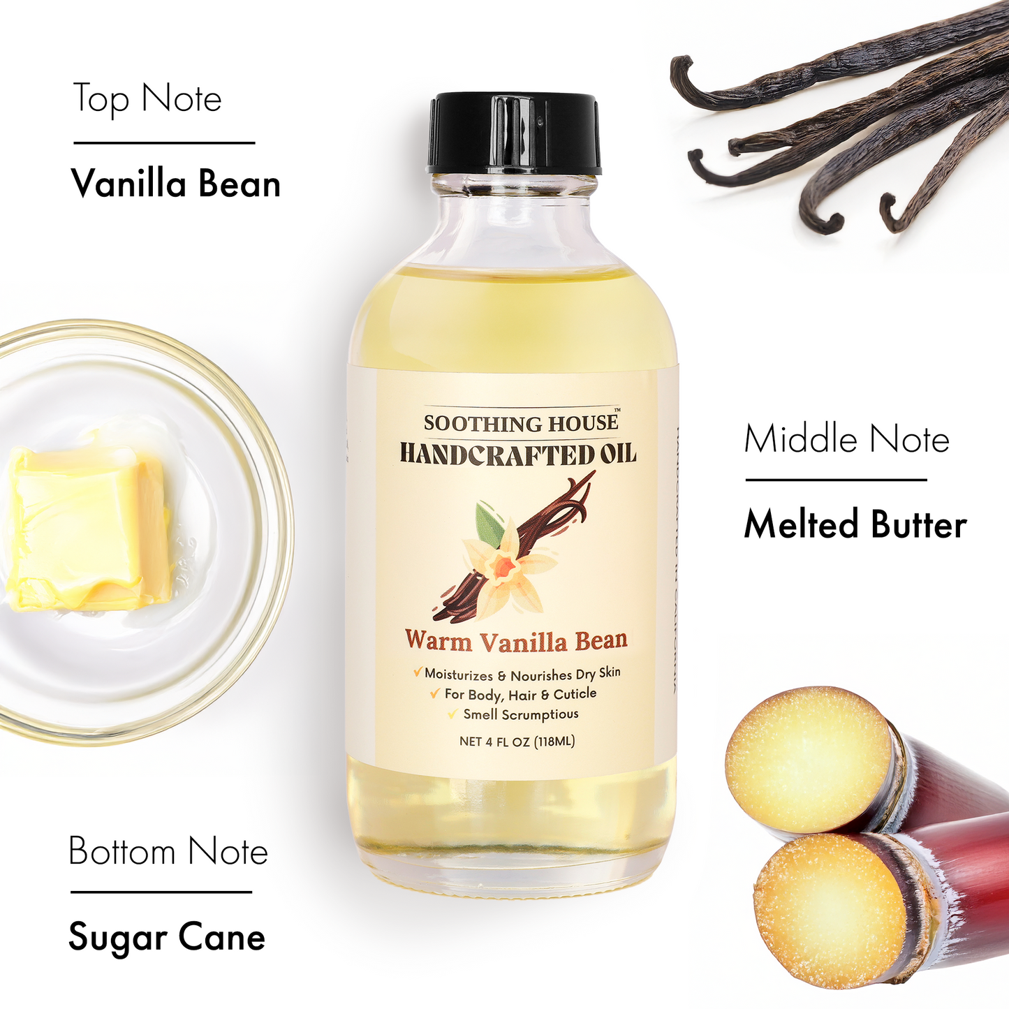 Handcrafted Vanilla Bean Body Oil (4 Fl Oz)
