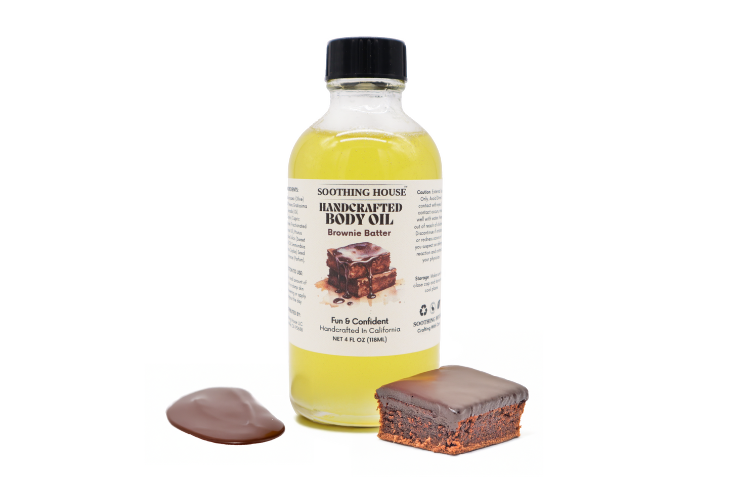 Handcrafted Brownie Batter Body Oil - 4 oz- Dropper Included Suitable for Skin Types, Versatile Use