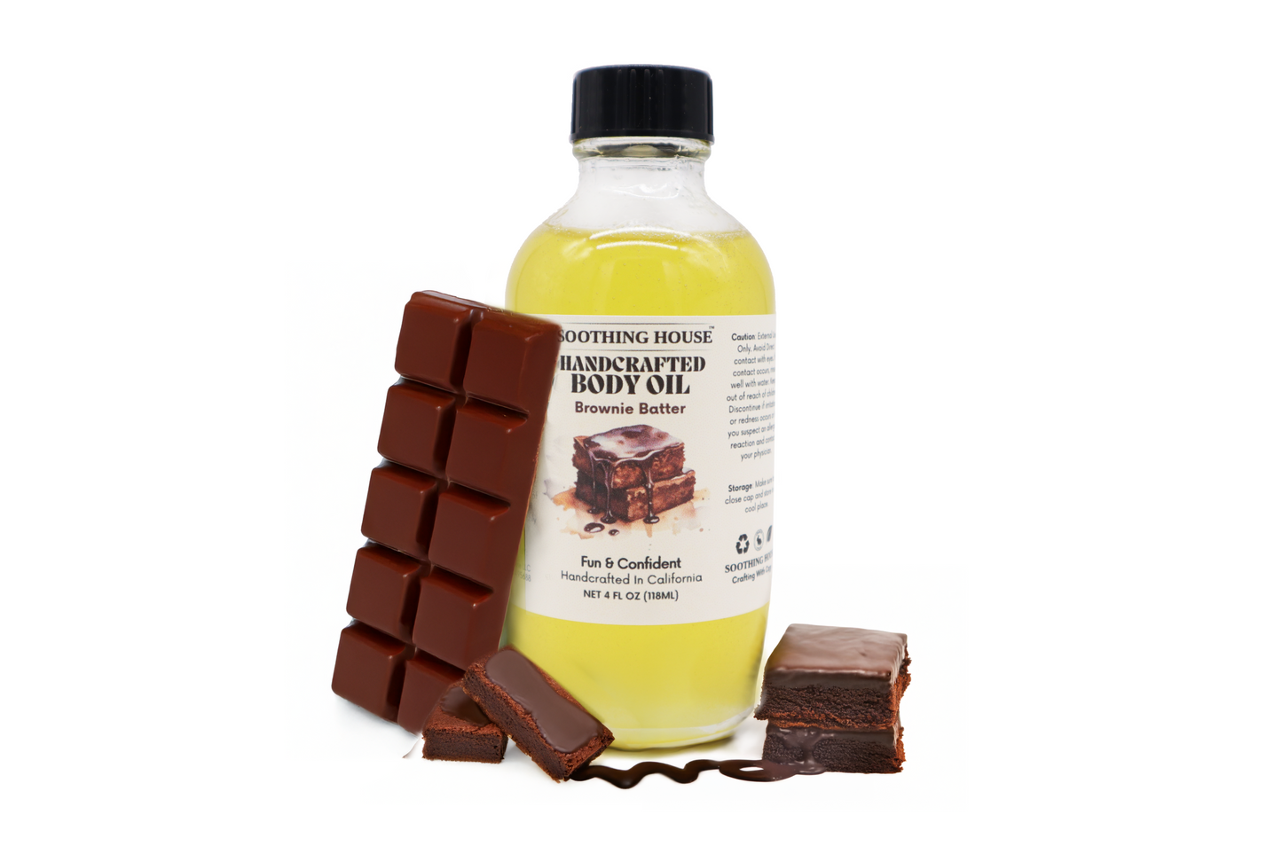 Handcrafted Brownie Batter Body Oil - 4 oz- Dropper Included Suitable for Skin Types, Versatile Use