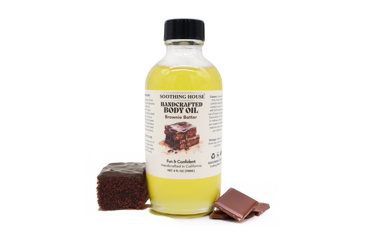 Handcrafted Brownie Batter Body Oil - 4 oz- Dropper Included Suitable for Skin Types, Versatile Use