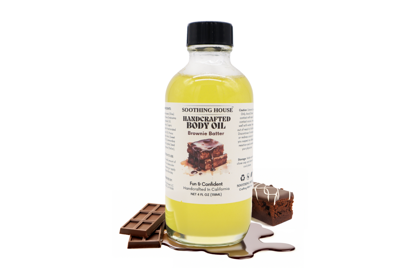 Handcrafted Brownie Batter Body Oil - 4 oz- Dropper Included Suitable for Skin Types, Versatile Use