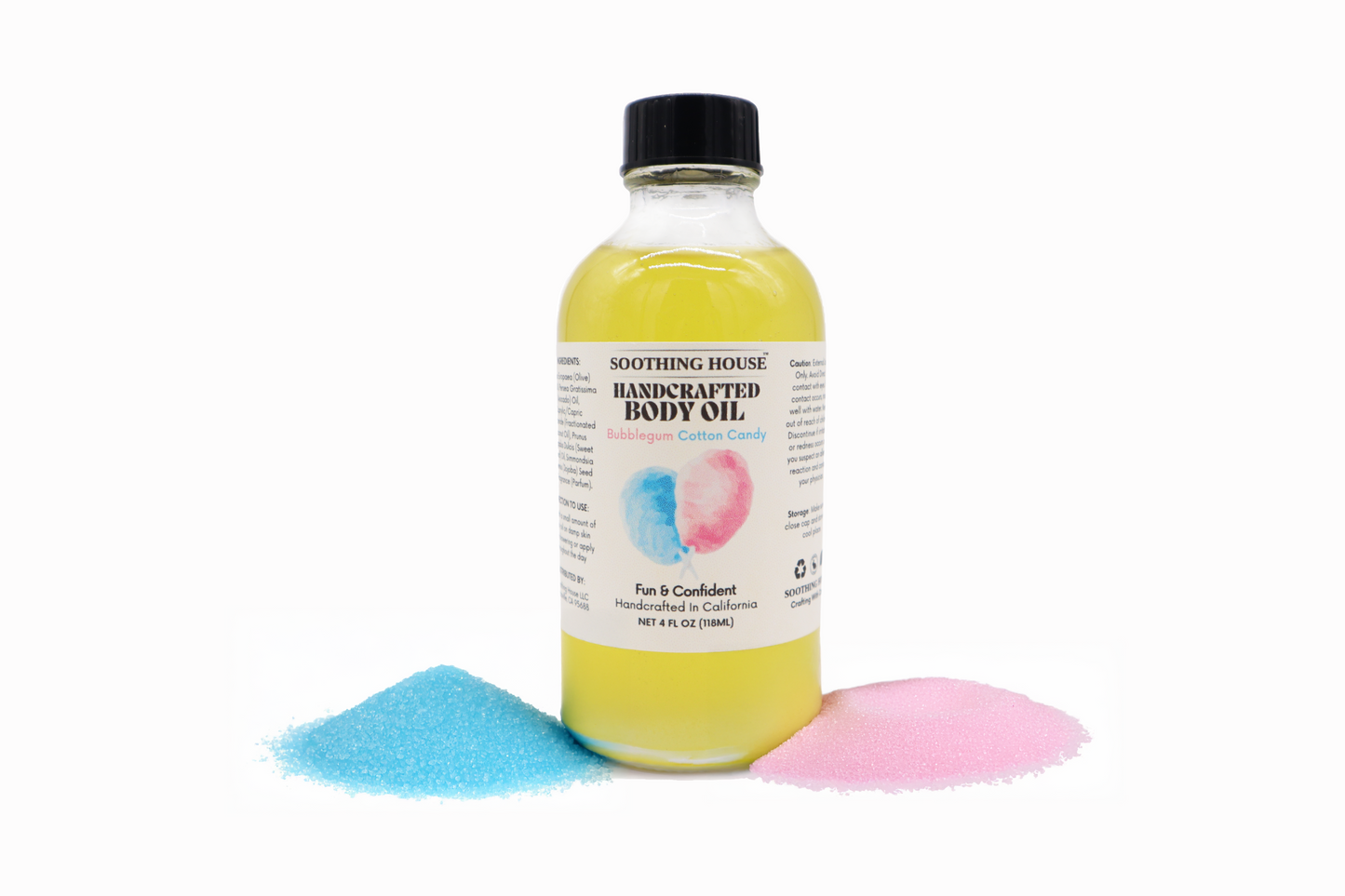 Handcrafted Bubbluegum Cotton Candy Body Oil - 4 oz with Dropper Included - Hydration & Moisturization with Jojoba and Sweet Almond Oils