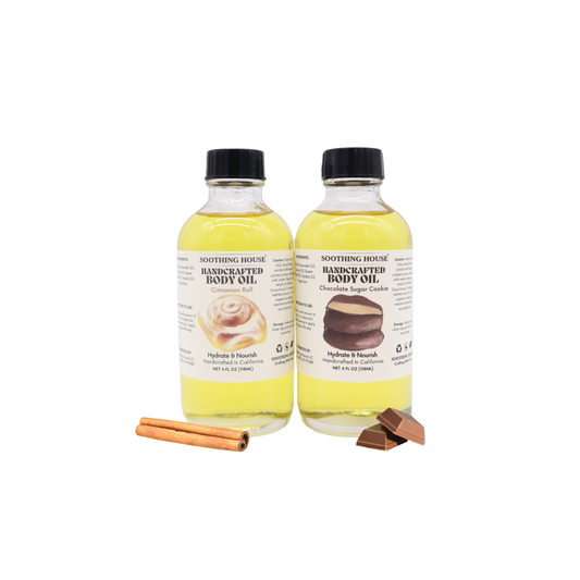 Dessert Body Oil Bundle - Chocolate Sugar Cookie & Cinnamon Roll with Dropper Included.