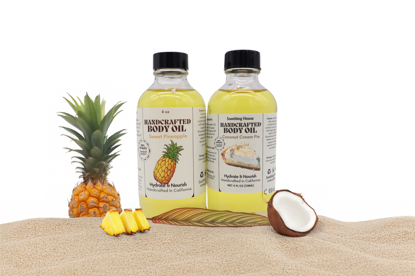 Piña Colada Body Oil Bundle: Coconut Cream Pie Body Oil & Sweet Pineapple Body Oil, Gift for Her, Best Body Oil, SoothingHouse Body Oil