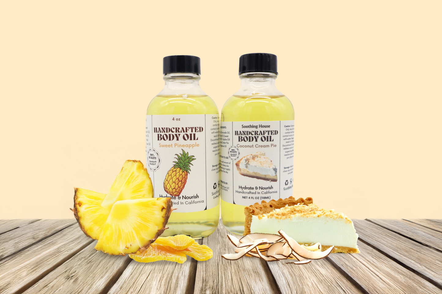 Piña Colada Body Oil Bundle: Coconut Cream Pie Body Oil & Sweet Pineapple Body Oil, Gift for Her, Best Body Oil, SoothingHouse Body Oil