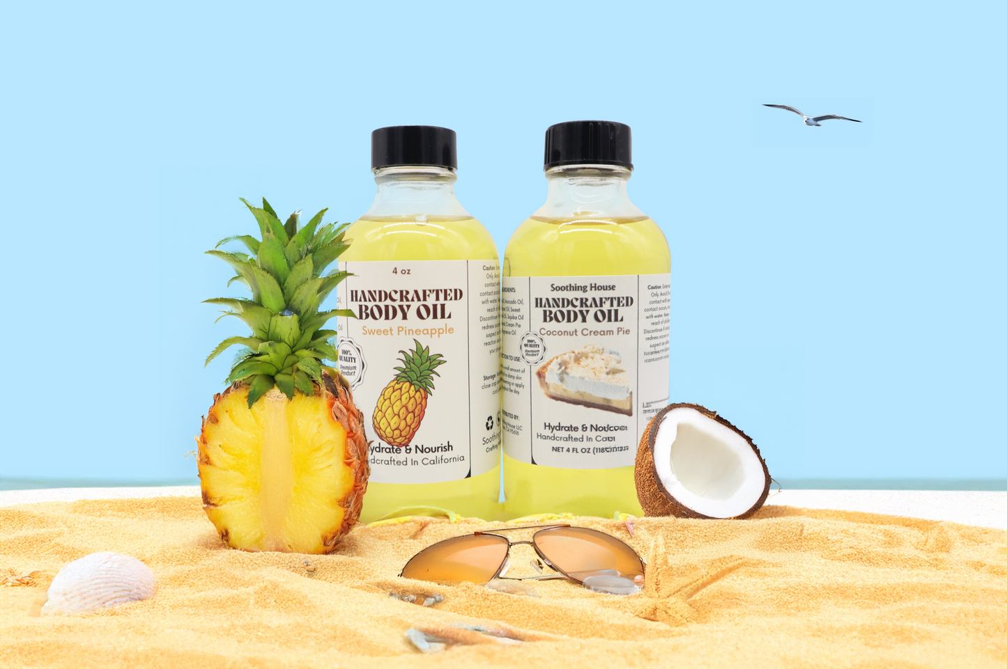 Piña Colada Body Oil Bundle: Coconut Cream Pie Body Oil & Sweet Pineapple Body Oil, Gift for Her, Best Body Oil, SoothingHouse Body Oil