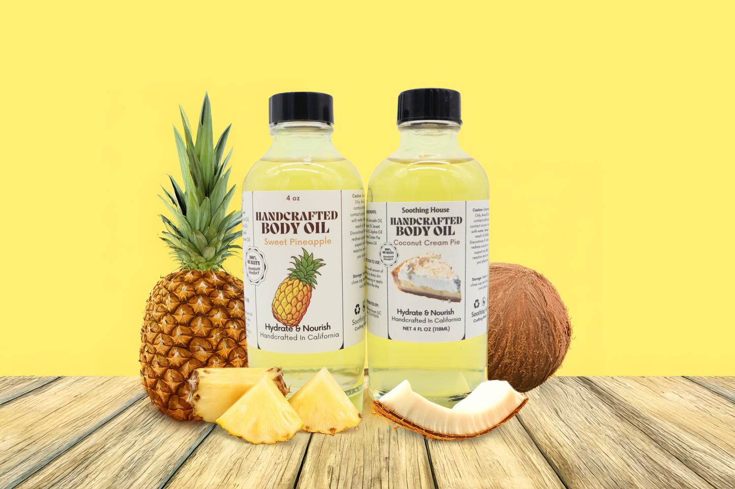 Piña Colada Body Oil Bundle: Coconut Cream Pie Body Oil & Sweet Pineapple Body Oil, Gift for Her, Best Body Oil, SoothingHouse Body Oil