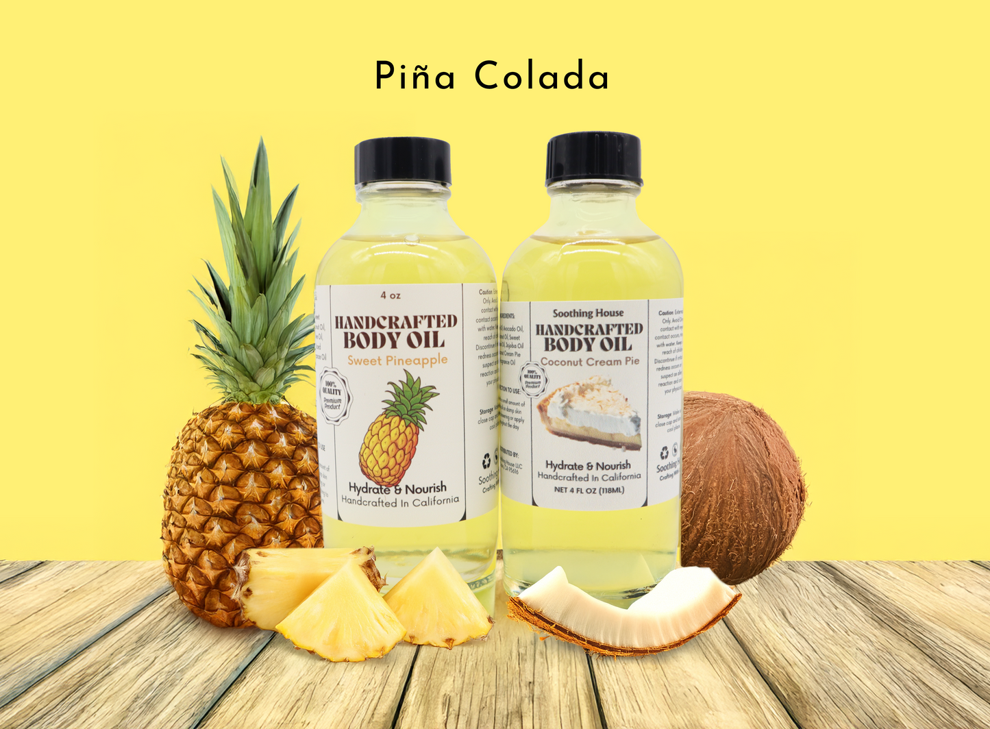 Piña Colada Body Oil Bundle: Coconut Cream Pie Body Oil & Sweet Pineapple Body Oil, Gift for Her, Best Body Oil, SoothingHouse Body Oil