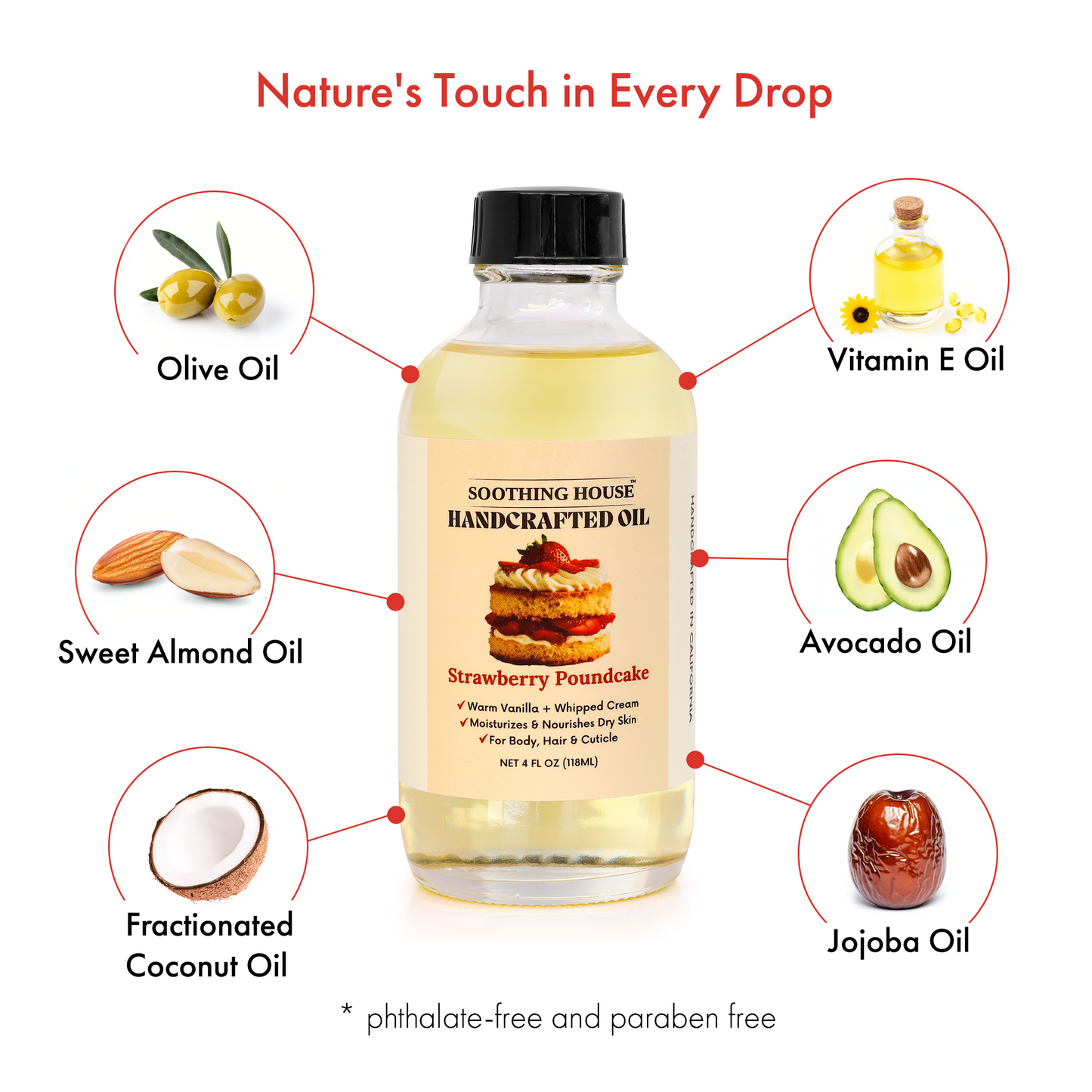 Handcrafted Strawberry Poundcake Body Oil (4 Fl Oz)