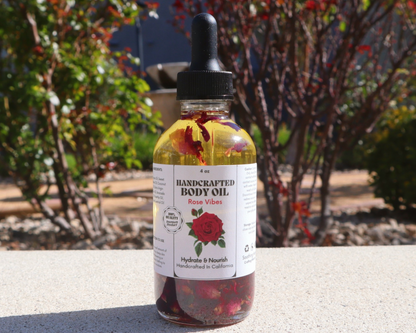 Handcrafted Rose Multi-Use Oil for Body, Hair & Cuticle - Dropper Included