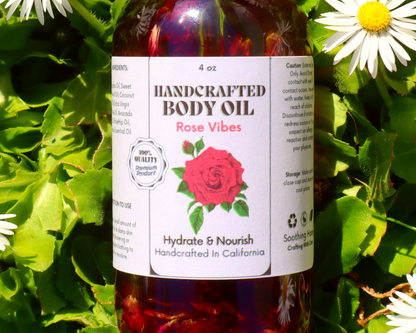 Handcrafted Rose Multi-Use Oil for Body, Hair & Cuticle - Dropper Included